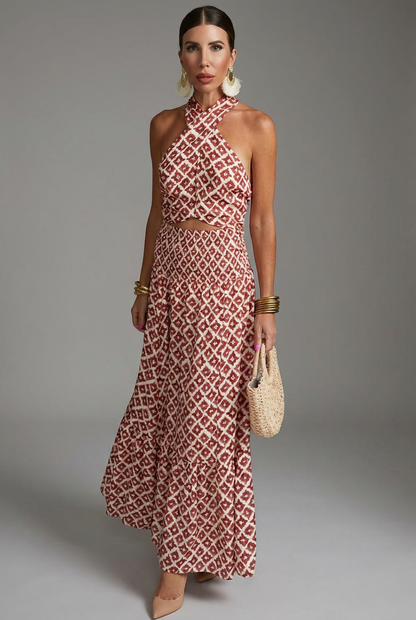 Lily | Women’s Printed Halterneck Wedding Guest Dress