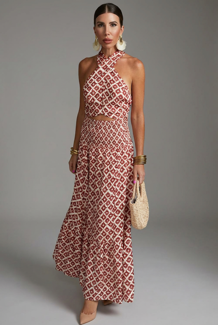 Lily | Women’s Printed Halterneck Wedding Guest Dress
