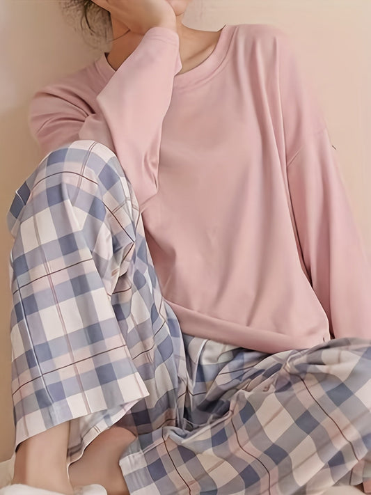 Genevieve | Women's Comfortable Plaid Two-Piece Pyjama Set