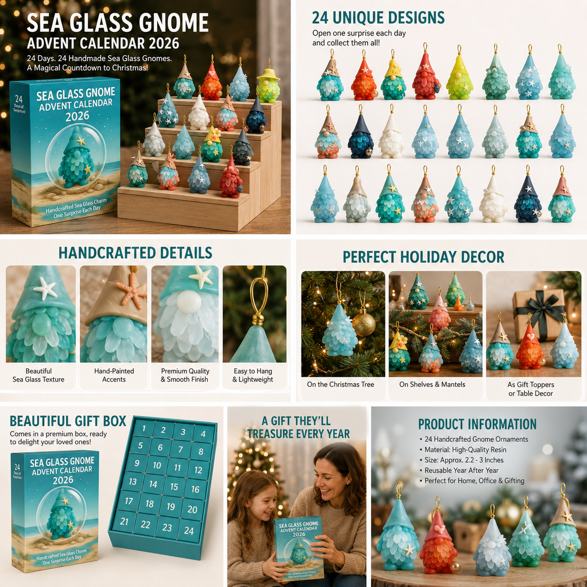 Handcrafted Sea Glass Gnome Advent Calendar 2026