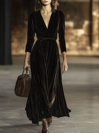 Hannah | Women's Elegant Long Sleeve Velvet Dress