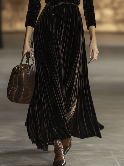Hannah | Women's Elegant Long Sleeve Velvet Dress
