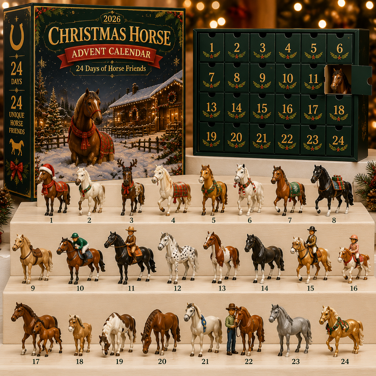 Horse Advent Calendar with 24 Unique Collectible Figurines
