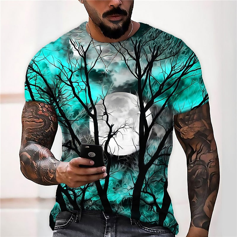 Adam | Men's Halloween Moon Graphic Crew Neck T-Shirt