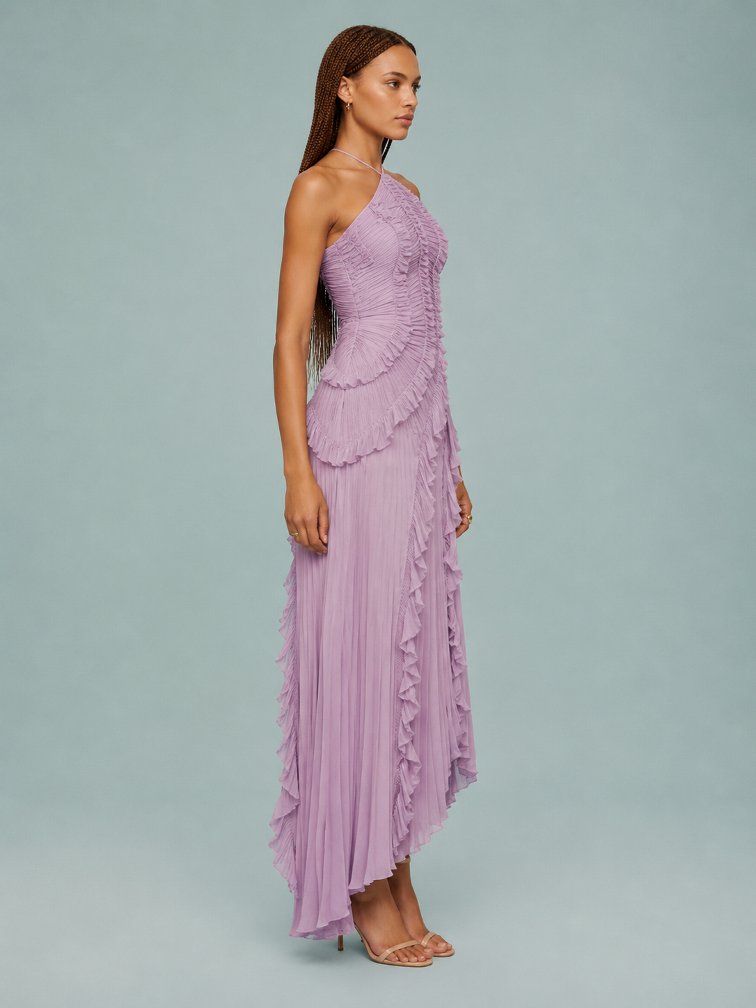 Cara | Women's Embroidered Halterneck Maxi Dress