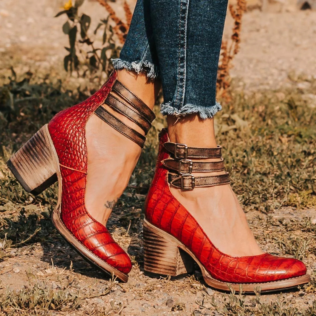Hazel | Women's Triple-Ankle-Straps Heel Sandals