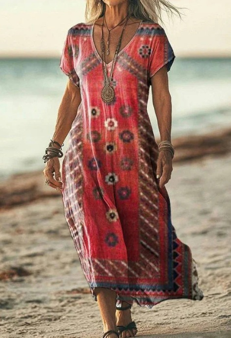 Hailey | Women’s Beach Floral V-Neck Midi Dress