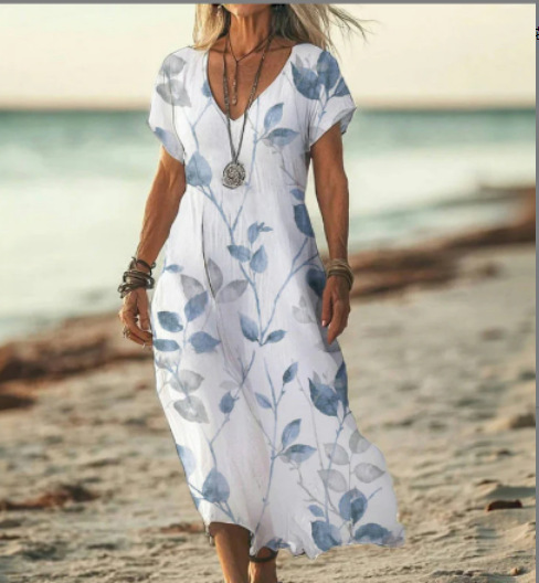 Hailey | Women’s Beach Floral V-Neck Midi Dress