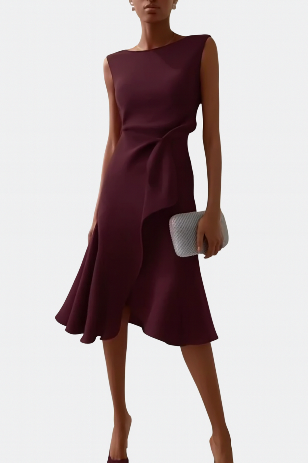 Emma | Women's Draped Asymmetric Midi Dress
