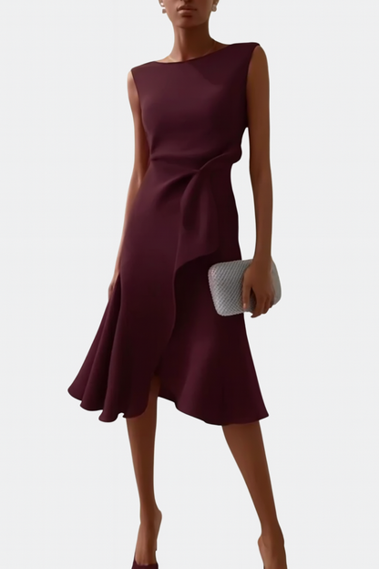 Emma | Women's Draped Asymmetric Midi Dress