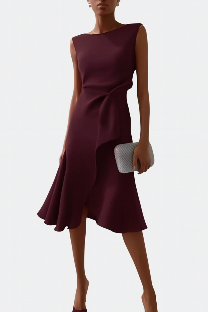 Emma | Women's Draped Asymmetric Midi Dress