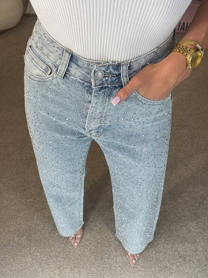 Fleur | Women's High-Waisted Glitter Jeans