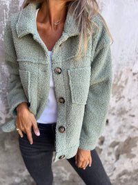 Rose | Women's Cozy Button-Up Teddy Jacket
