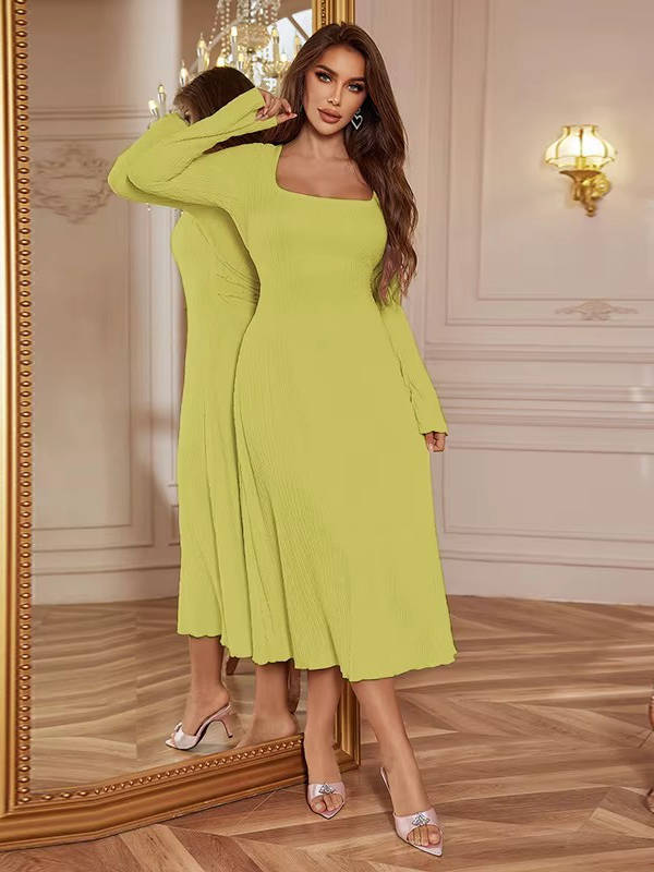 Enya | Women’s Wedding Guest Square Neck Midi Dress