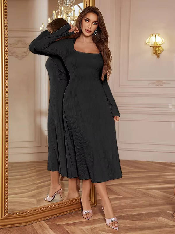 Enya | Women’s Wedding Guest Square Neck Midi Dress