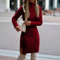 Rosie | Women's Cable-Knit Turtleneck Jumper Dress