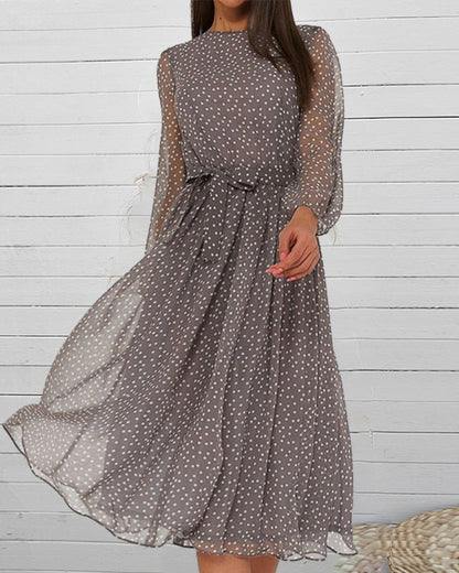 Alondra | Women's Polka Dot Long Sleeve Midi Dress