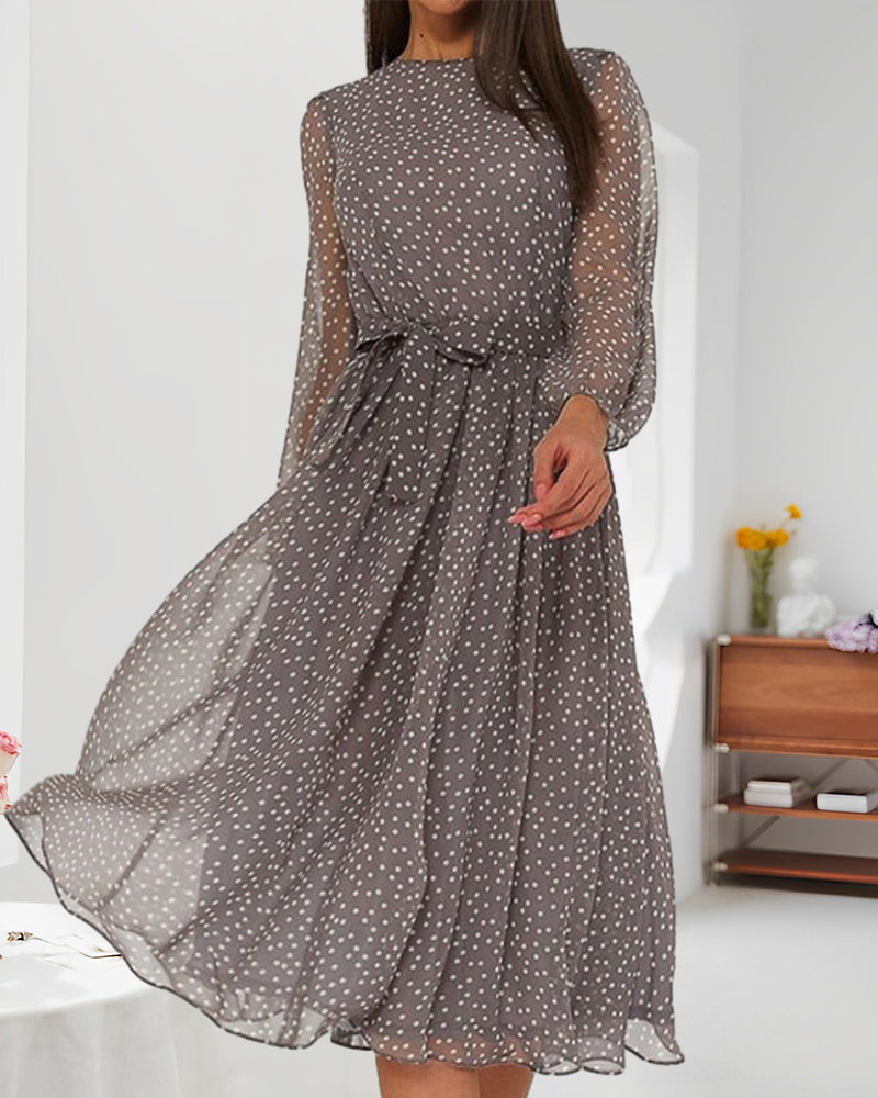 Alondra | Women's Polka Dot Long Sleeve Midi Dress