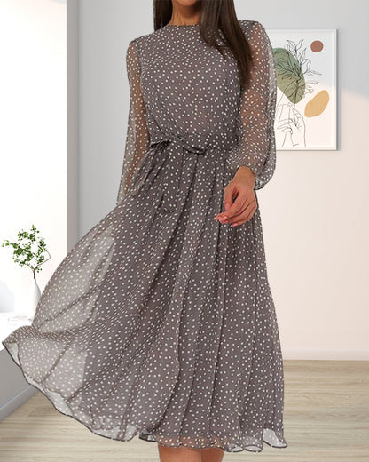 Alondra | Women's Polka Dot Long Sleeve Midi Dress