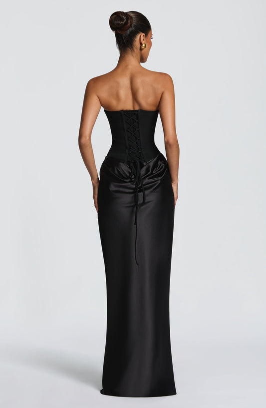 Jane | Women's Elegant Satin Cowl Neck Maxi Dress with Corset