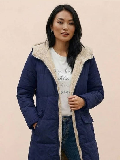 Jasmine | Women's Quilted Sherpa-Lined Hooded Teddy Coat