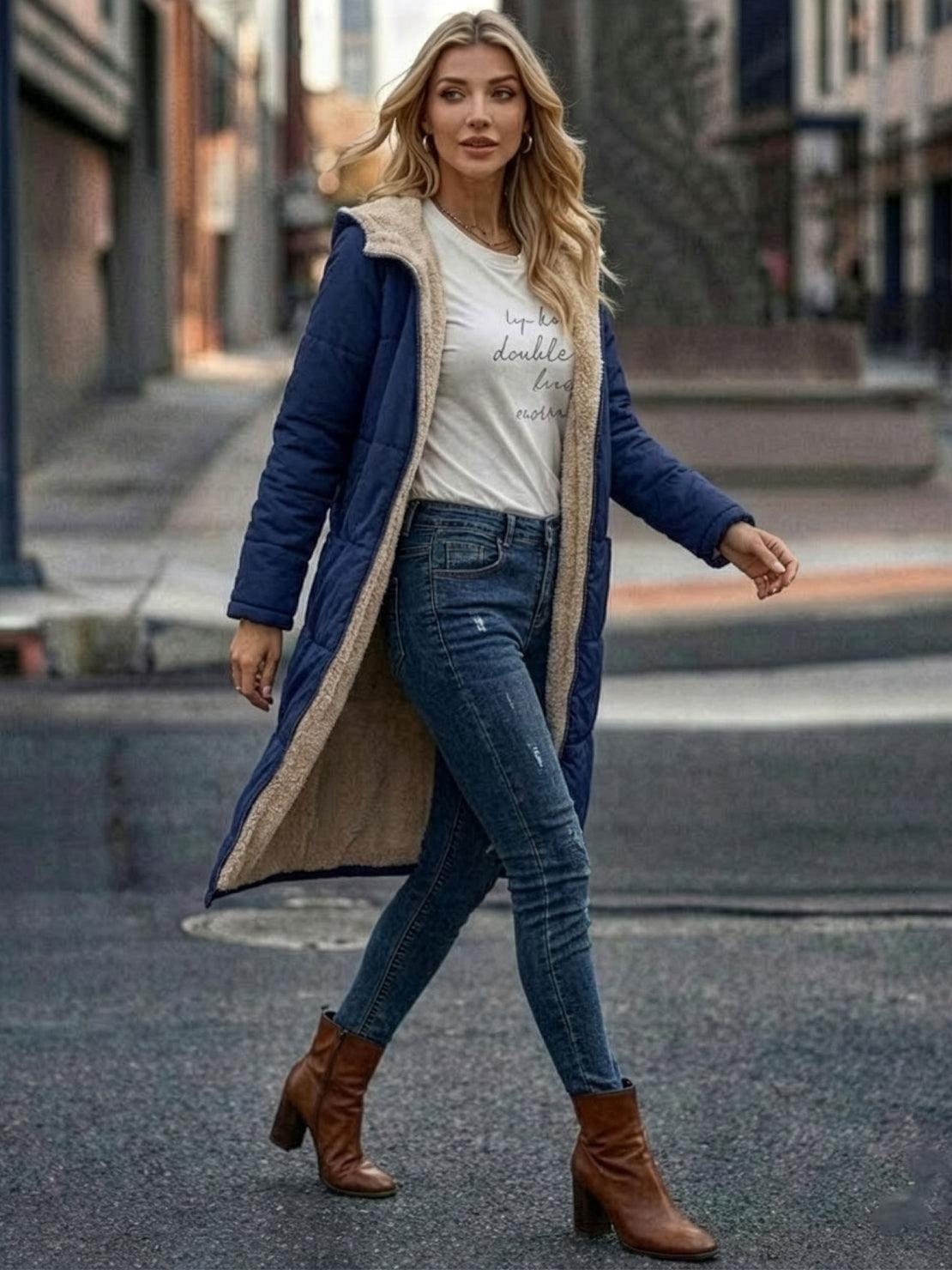 Jasmine | Women's Quilted Sherpa-Lined Hooded Teddy Coat