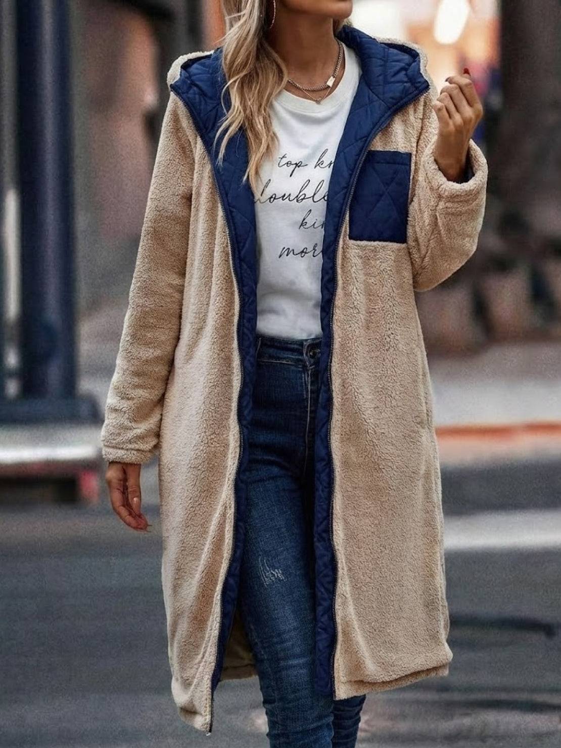 Jasmine | Women's Quilted Sherpa-Lined Hooded Teddy Coat
