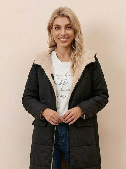 Jasmine | Women's Quilted Sherpa-Lined Hooded Teddy Coat