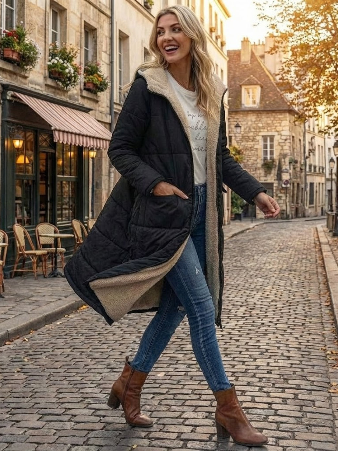 Jasmine | Women's Quilted Sherpa-Lined Hooded Teddy Coat