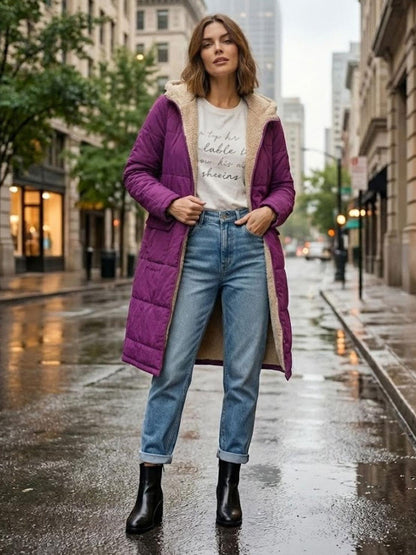 Jasmine | Women's Quilted Sherpa-Lined Hooded Teddy Coat