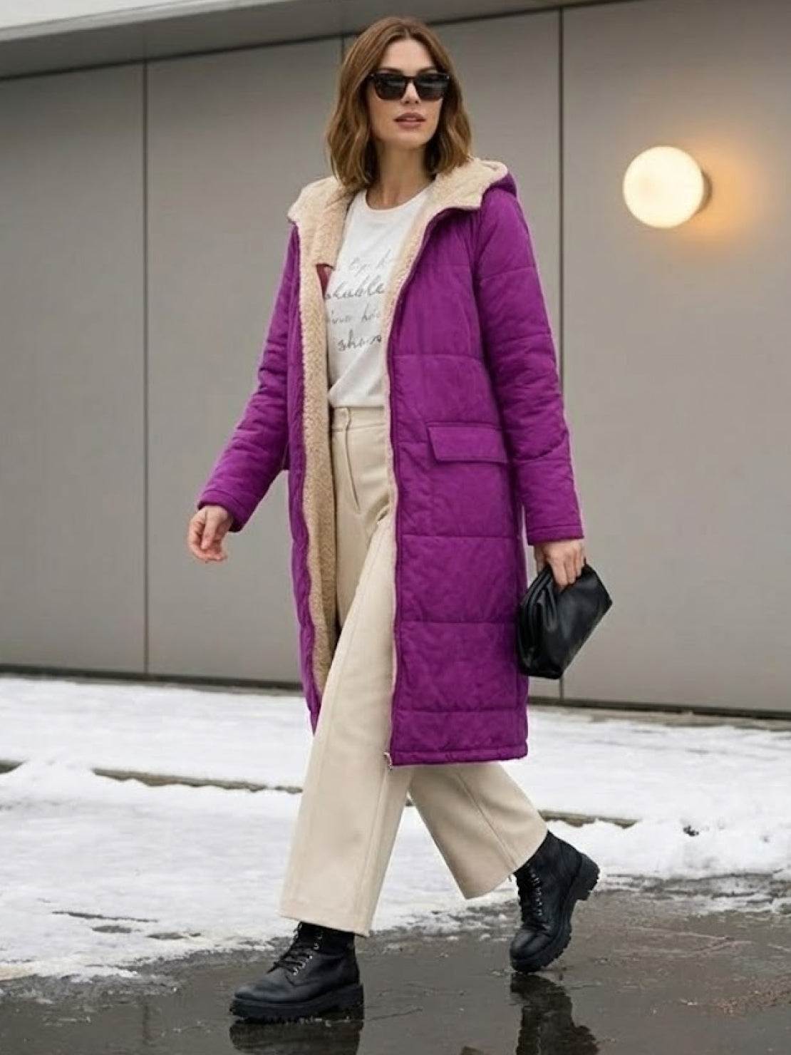 Jasmine | Women's Quilted Sherpa-Lined Hooded Teddy Coat
