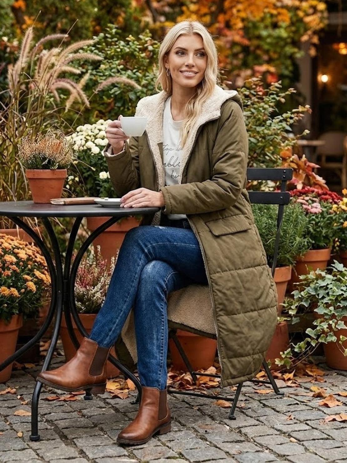 Jasmine | Women's Quilted Sherpa-Lined Hooded Teddy Coat