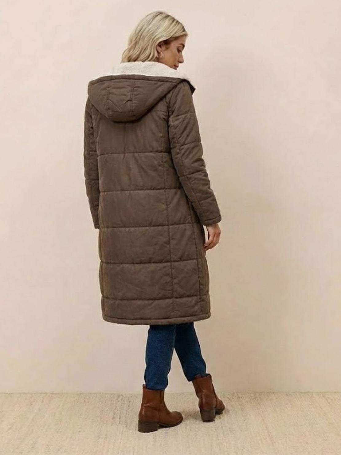 Jasmine | Women's Quilted Sherpa-Lined Hooded Teddy Coat