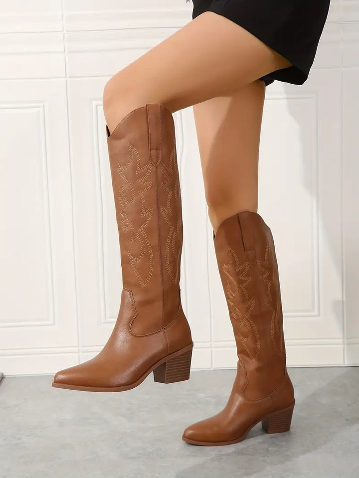 Hazel | Women’s Elegant  Knee High Cowboy Boots