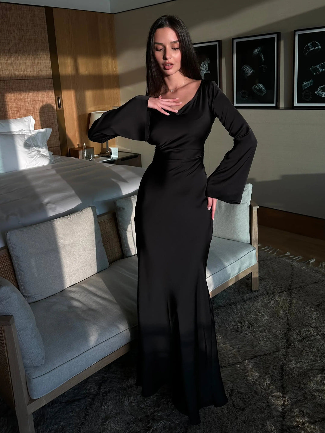 Ashley | Women's Elegant Long Sleeve Maxi Dress