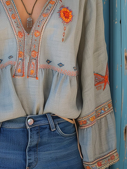 Alexis | Women's Casual Boho V-Neck Blouse