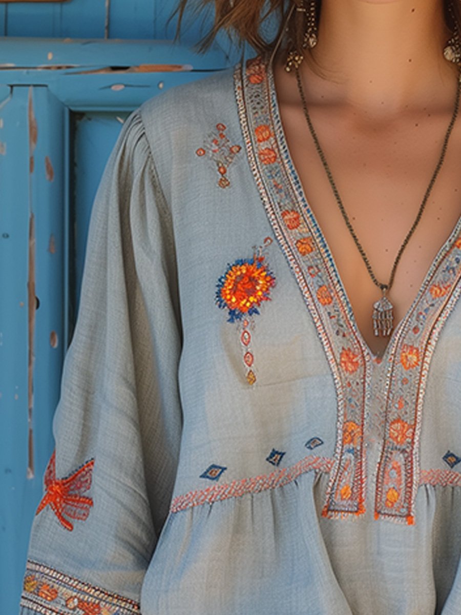 Alexis | Women's Casual Boho V-Neck Blouse