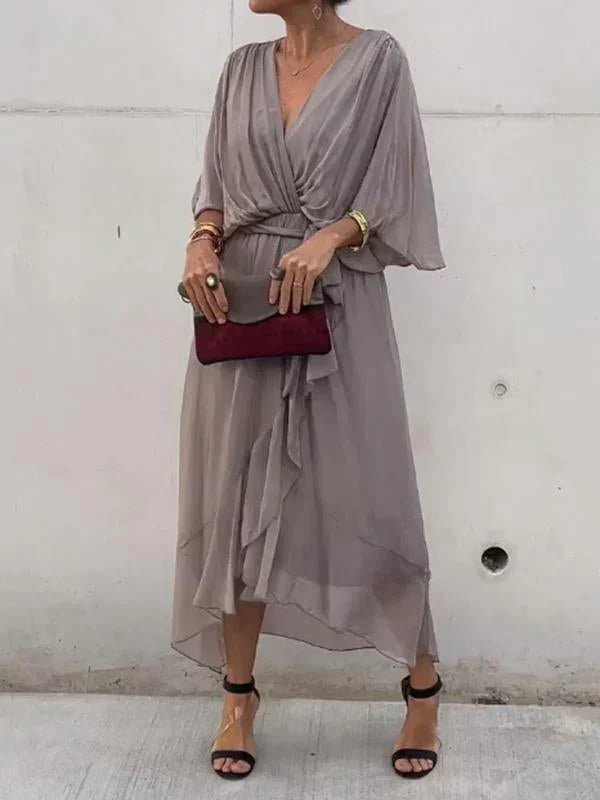 Eartha | Women’s Wrap V Neck Summer Maxi Dress
