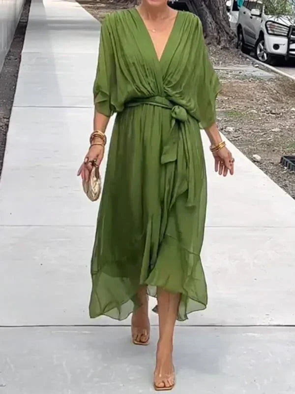 Eartha | Women’s Wrap V Neck Summer Maxi Dress