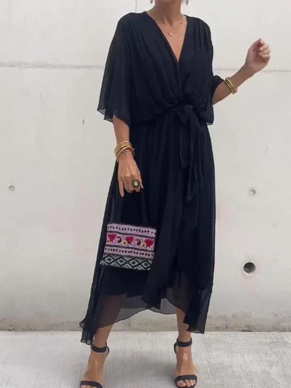 Eartha | Women’s Wrap V Neck Summer Maxi Dress