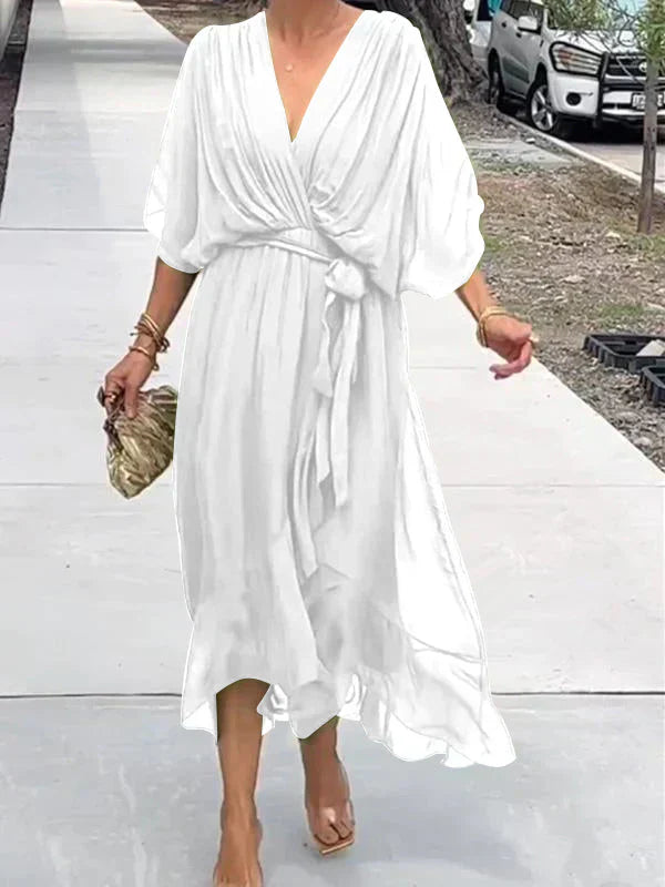 Eartha | Women’s Wrap V Neck Summer Maxi Dress