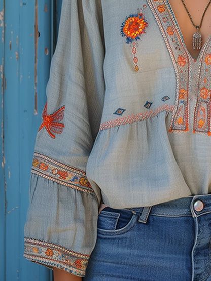 Alexis | Women's Casual Boho V-Neck Blouse