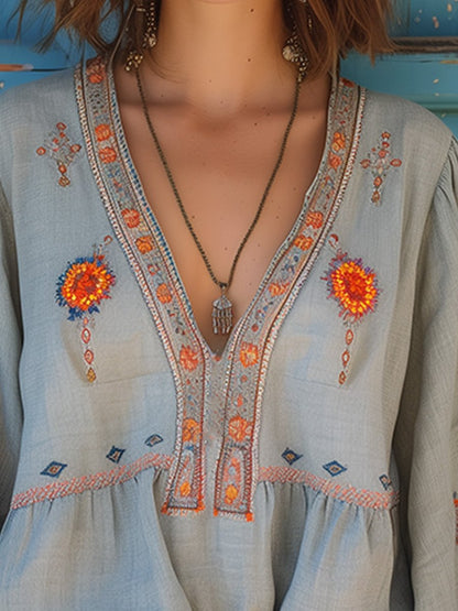 Alexis | Women's Casual Boho V-Neck Blouse