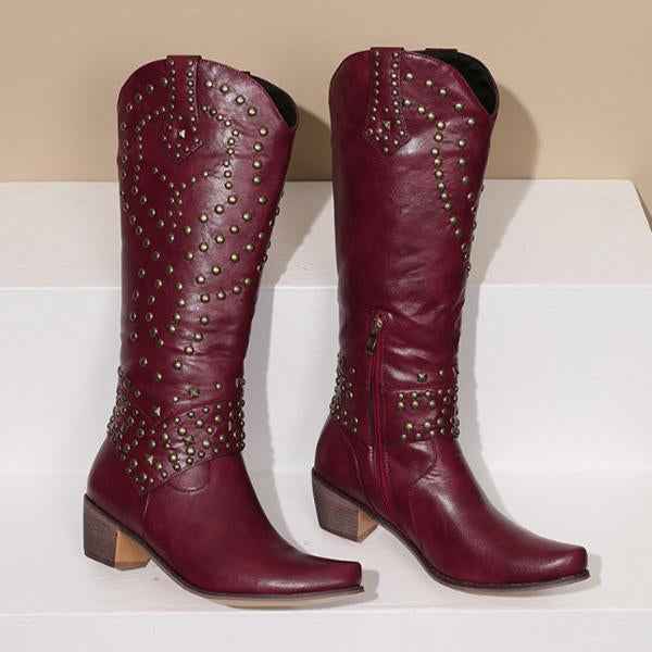 Leah | Women’s Studded Knee High Cowboy Boots