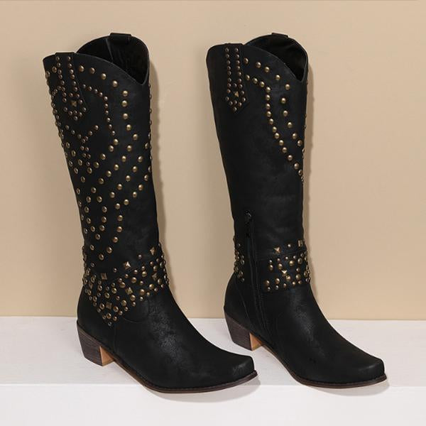 Leah | Women’s Studded Knee High Cowboy Boots
