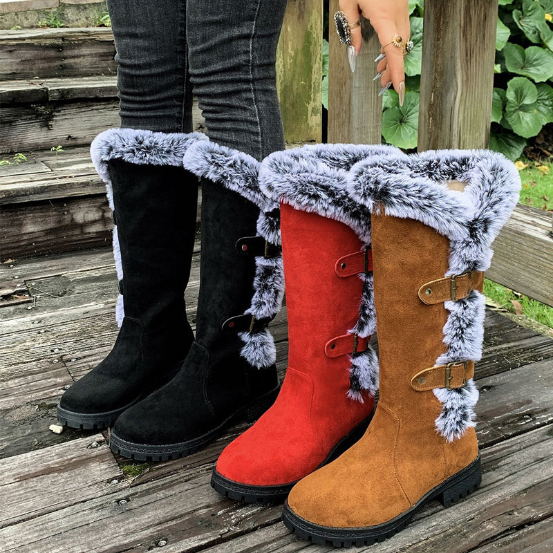 Karen | Women's Buckled Mid Calf Snow Boots