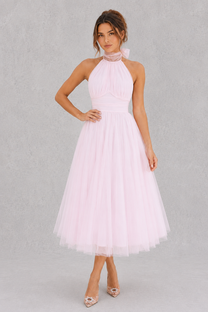 Katie | Women's Halter Formal Ball Midi Gown