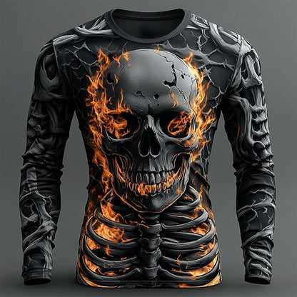 Theodore | Men's Flame Skeleton Halloween Long-Sleeve Shirt