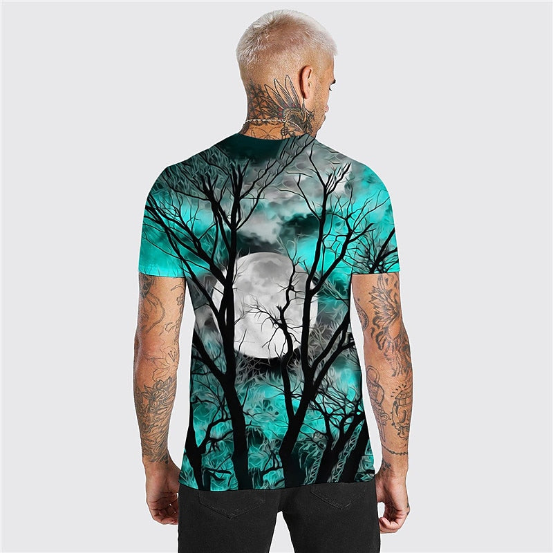 Adam | Men's Halloween Moon Graphic Crew Neck T-Shirt