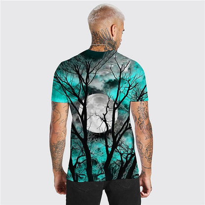 Adam | Men's Halloween Moon Graphic Crew Neck T-Shirt